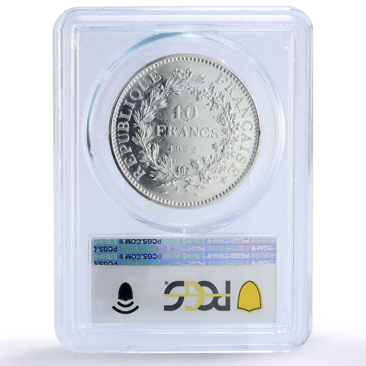 フランス 10フラン ヘラクレス 自由 平等 友愛 MS67 PCGS 銀貨 1972年