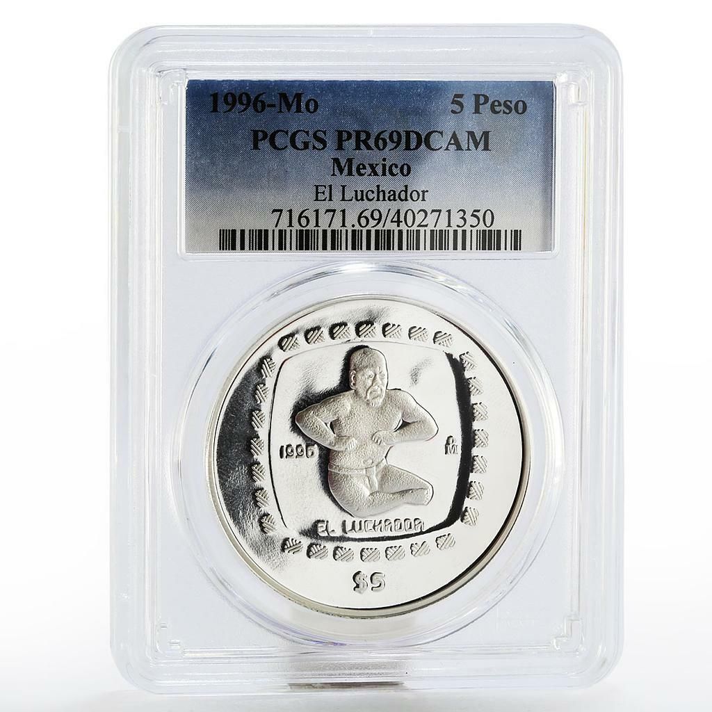 メキシコ 5 ペソ エル ルチャドール像 PF-69 PCGS 銀貨 1996年 - メルカリ
