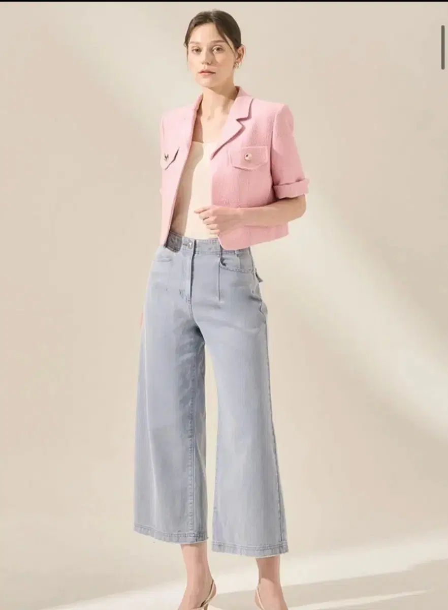 マイン MINE 春夏秋 9分 ワイド丸のままフィット デニムパンツ 33 44