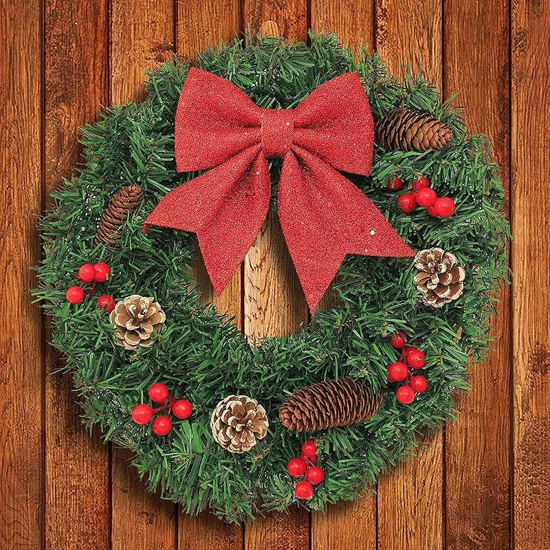 新品】 クリスマスリース 直径40cm かわいい 花輪 松の枝 松ぼっくり