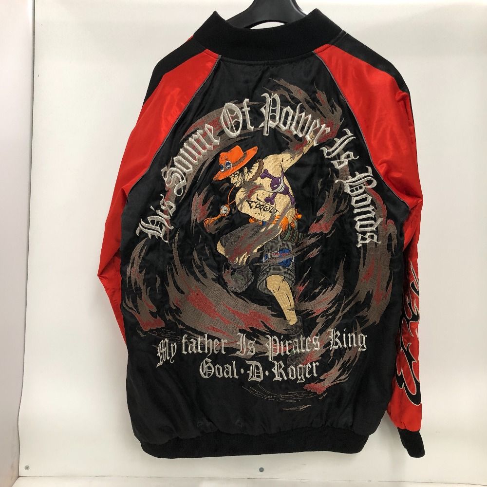 02 w 20991 NEUTRAL INFINITY × ONE PIECE ニュートラルインフィニティ ワンピース 刺繍 アウター リバーシブルジャケット レッド L 中国製 メンズ スカジャン ポリエステル 品