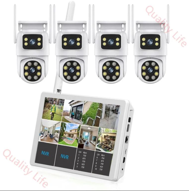 防犯カメラ 2台セット800万画素 屋外屋内用IP66 10インチモニター付属 遠隔監視・動体検知・暗視撮影・双方向音声 H.265+圧縮 WiFi強化