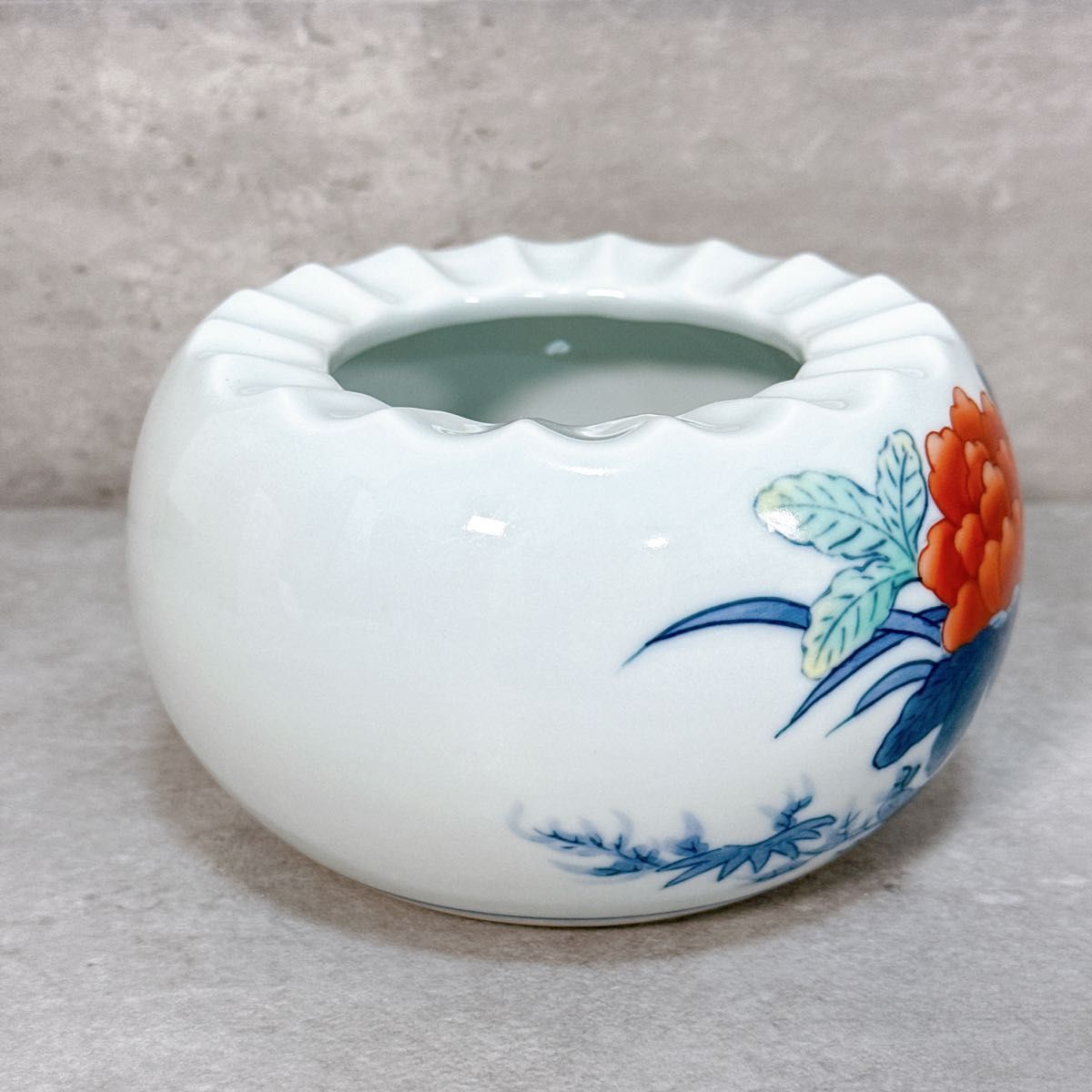 鍋島焼 染錦灰皿 色絵 骨董 色絵鍋島 青山作 川副青山 日窯の里 【K247