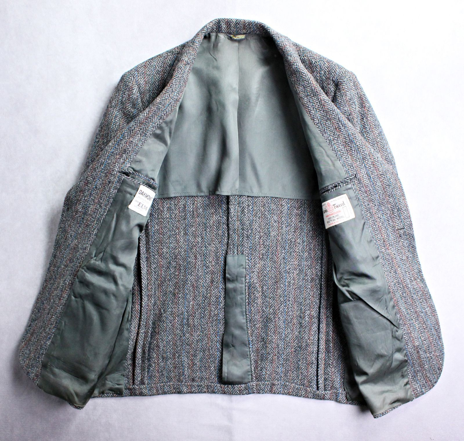 HARRIS TWEED】90s ハリスツイード USA製 テーラードジャケット 革巻き