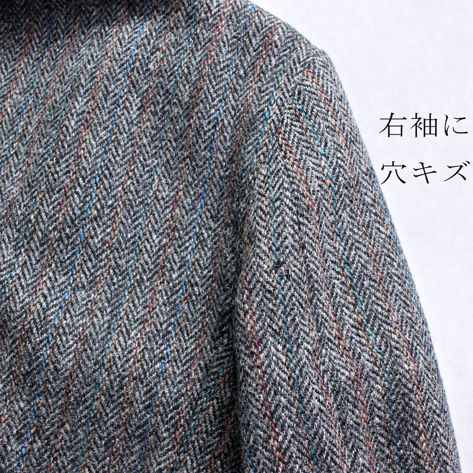 HARRIS TWEED】90s ハリスツイード USA製 テーラードジャケット 革巻き