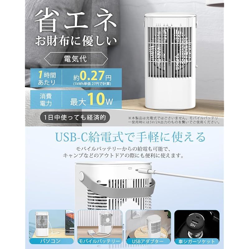 冷風機 冷風扇 強力【2025モデル・節電対策・首振り・USB給電式】超
