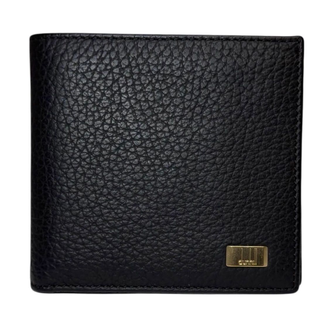 dunhill ダンヒル 二つ折り財布 ペプルドレザー ウォレット 短財布 小銭入れ有り ビジネス 紳士 シボ革 ゴールド金具 ブラック 黒