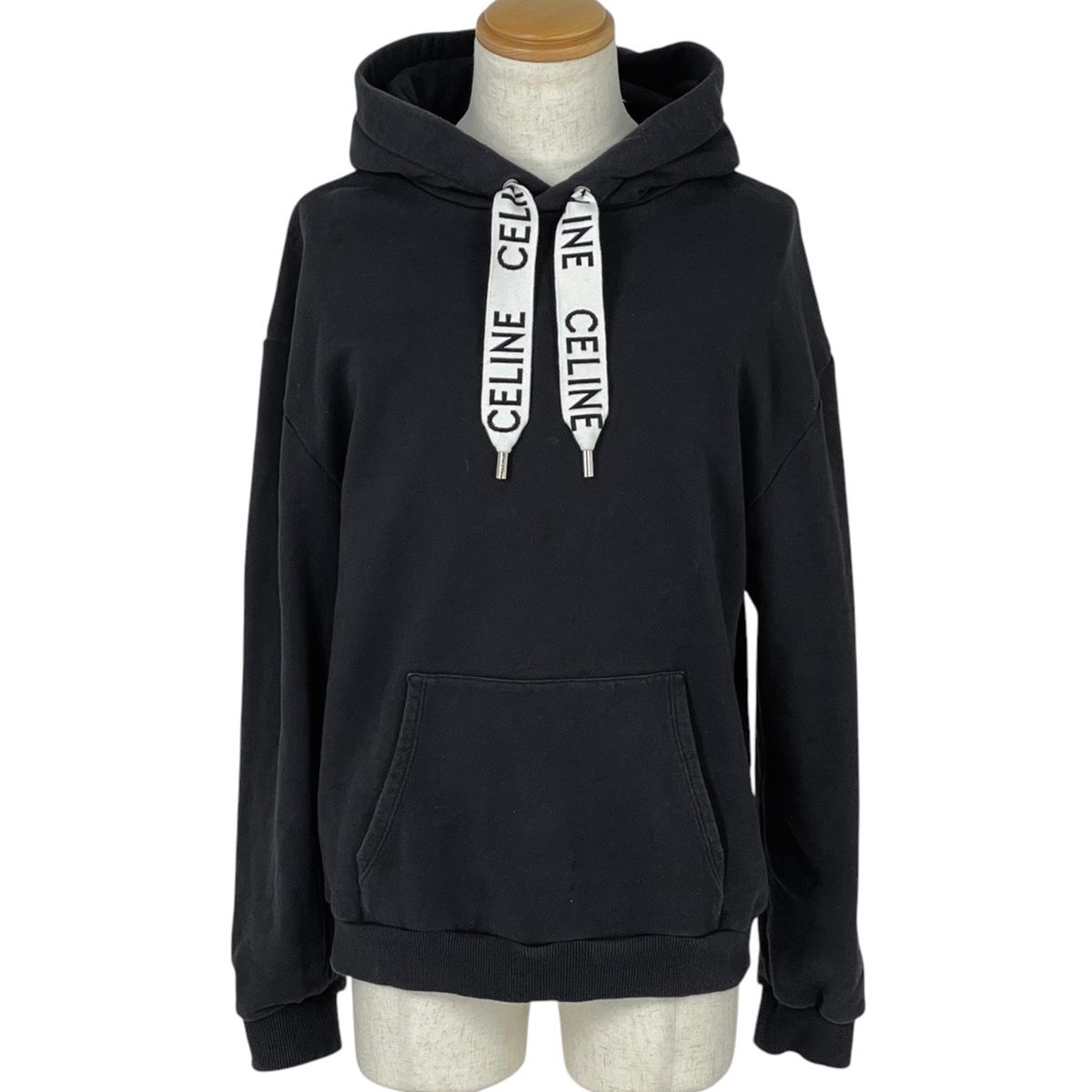 CELINE 16 ルーズ フーディー / コットンフリース　ブラック 男女兼用】CELINE ルーズ フーディー / コットンフリース (CELINE