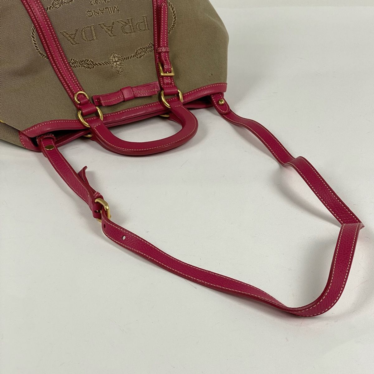 プラダ PRADA ロゴ ジャガード ハンドバッグ 2WAY ショルダーバッグ