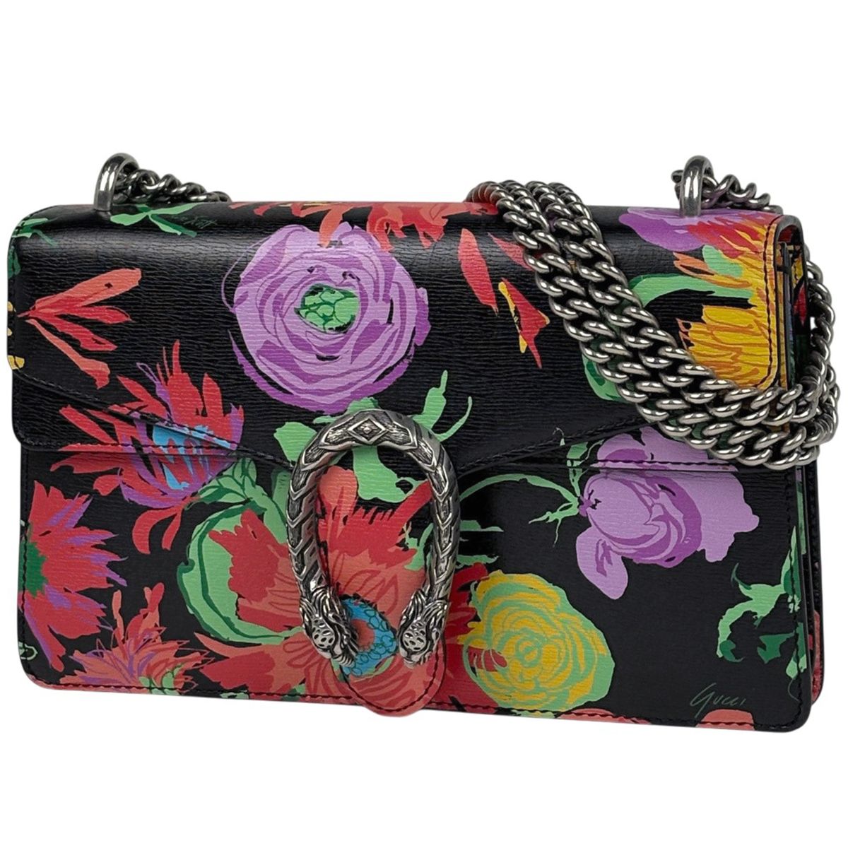 グッチ GUCCI ディオニュソス チェーン ショルダーバッグ 肩掛け レザー ブラック マルチ 400249 レディース