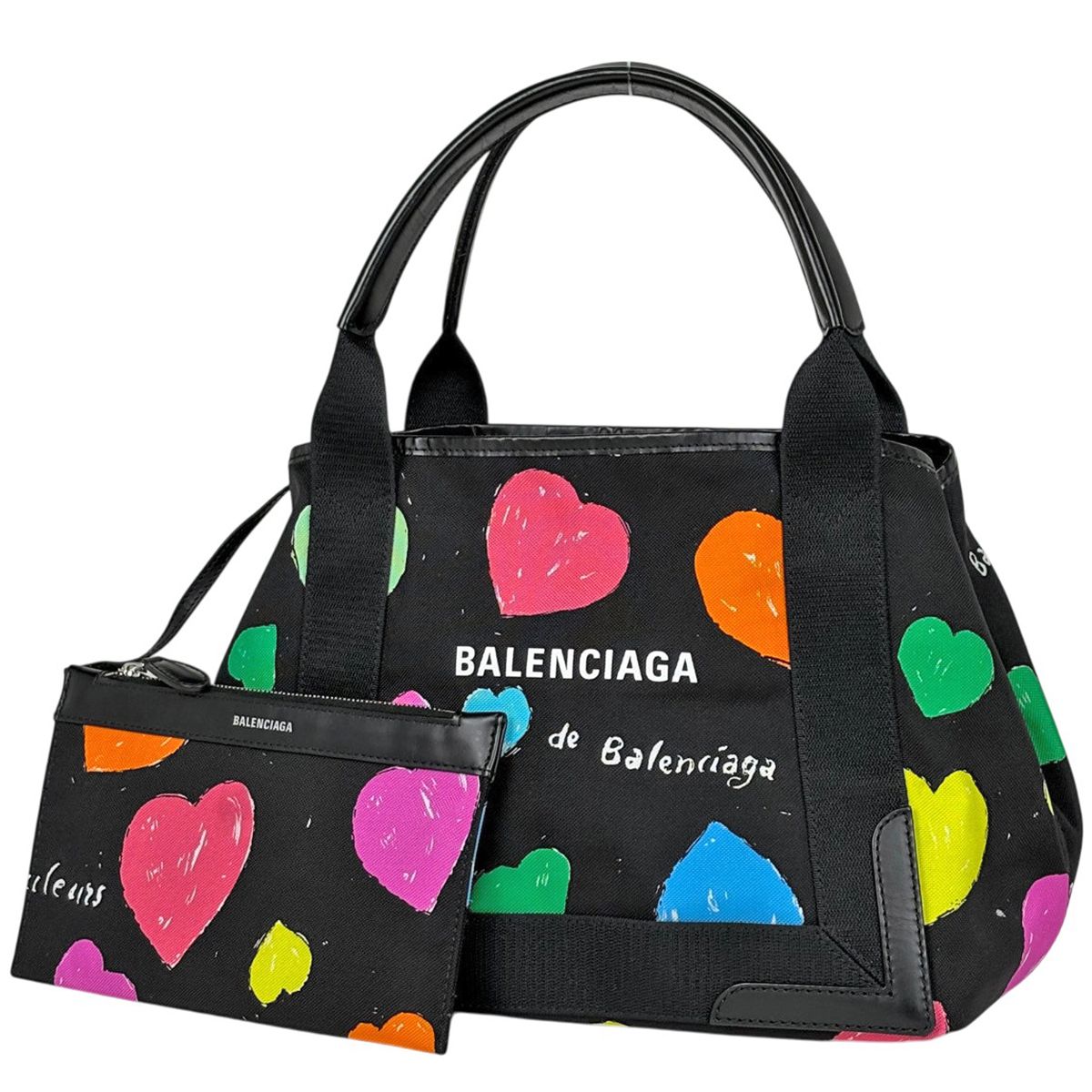 バレンシアガ BALENCIAGA ネイビー スモール カバス ハンドバッグ ロゴ