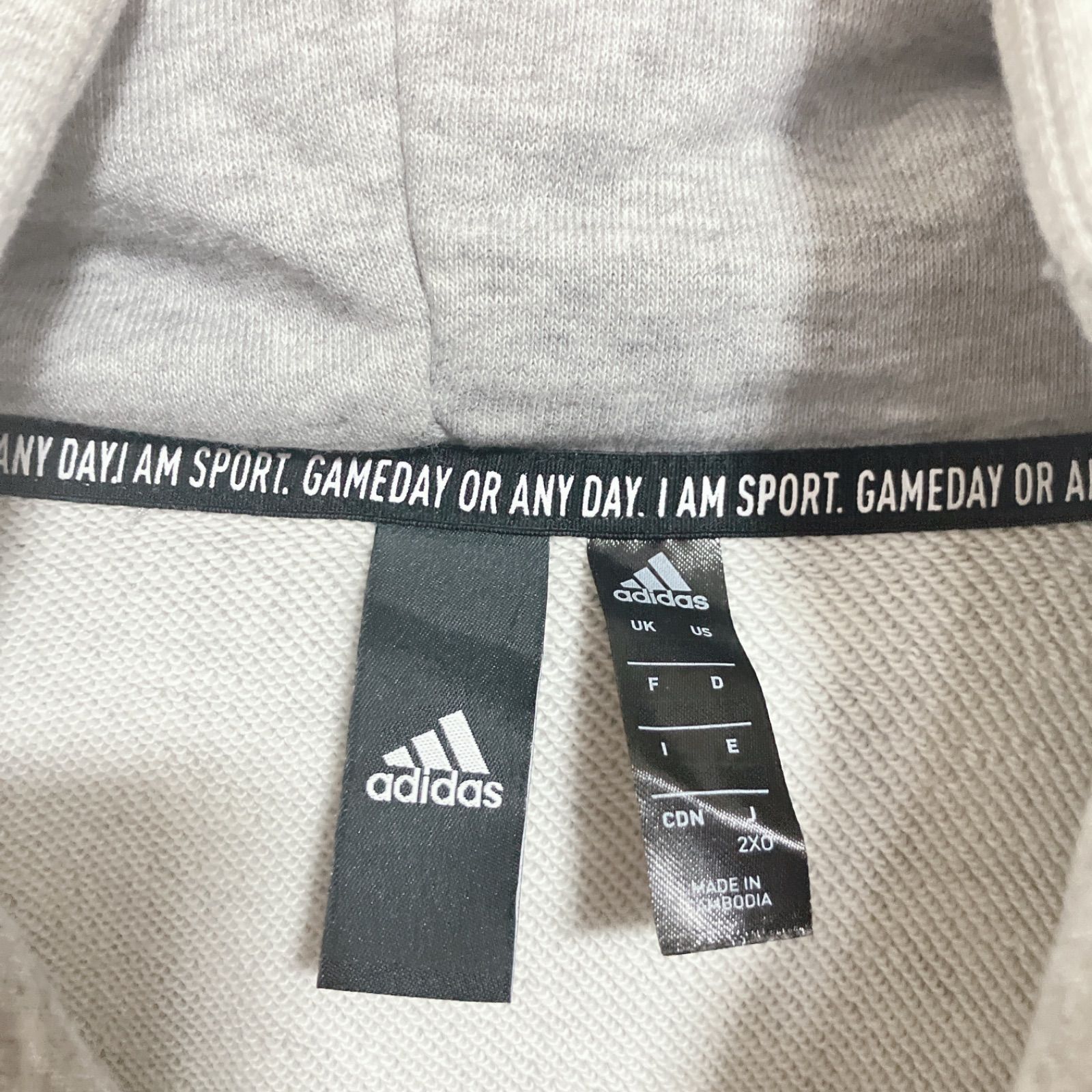 ビッグロゴ】00s adidas アディダス プルオーバーパーカー グレー 2XO