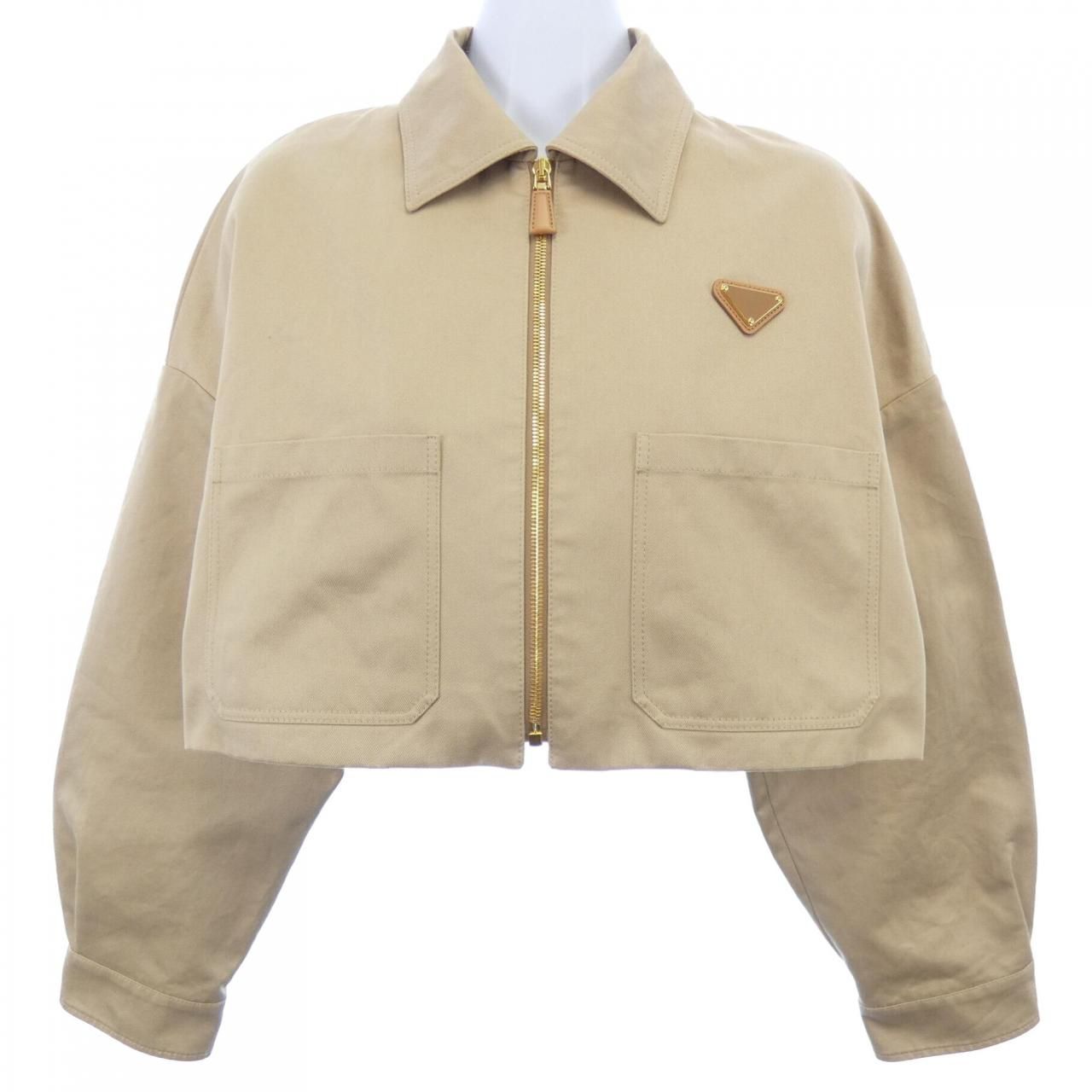 プラダ PRADA キャメルヘアブルゾンジャケット トライアングルロゴ