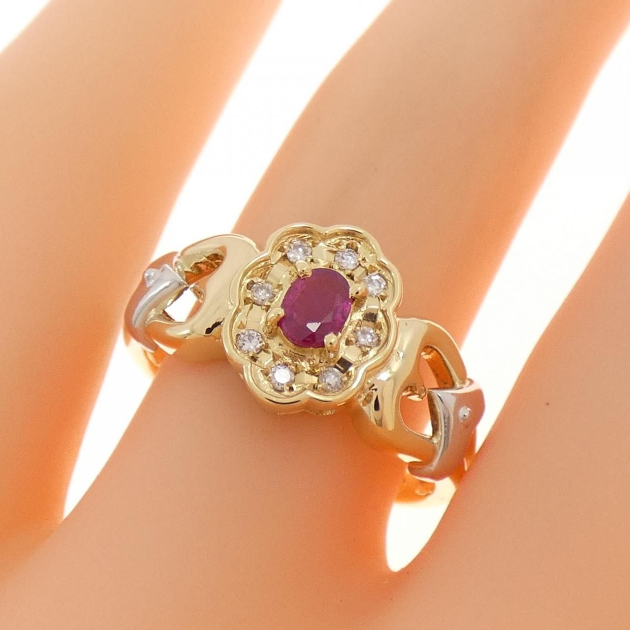 K18YG/PT900 ルビー リング - メルカリ