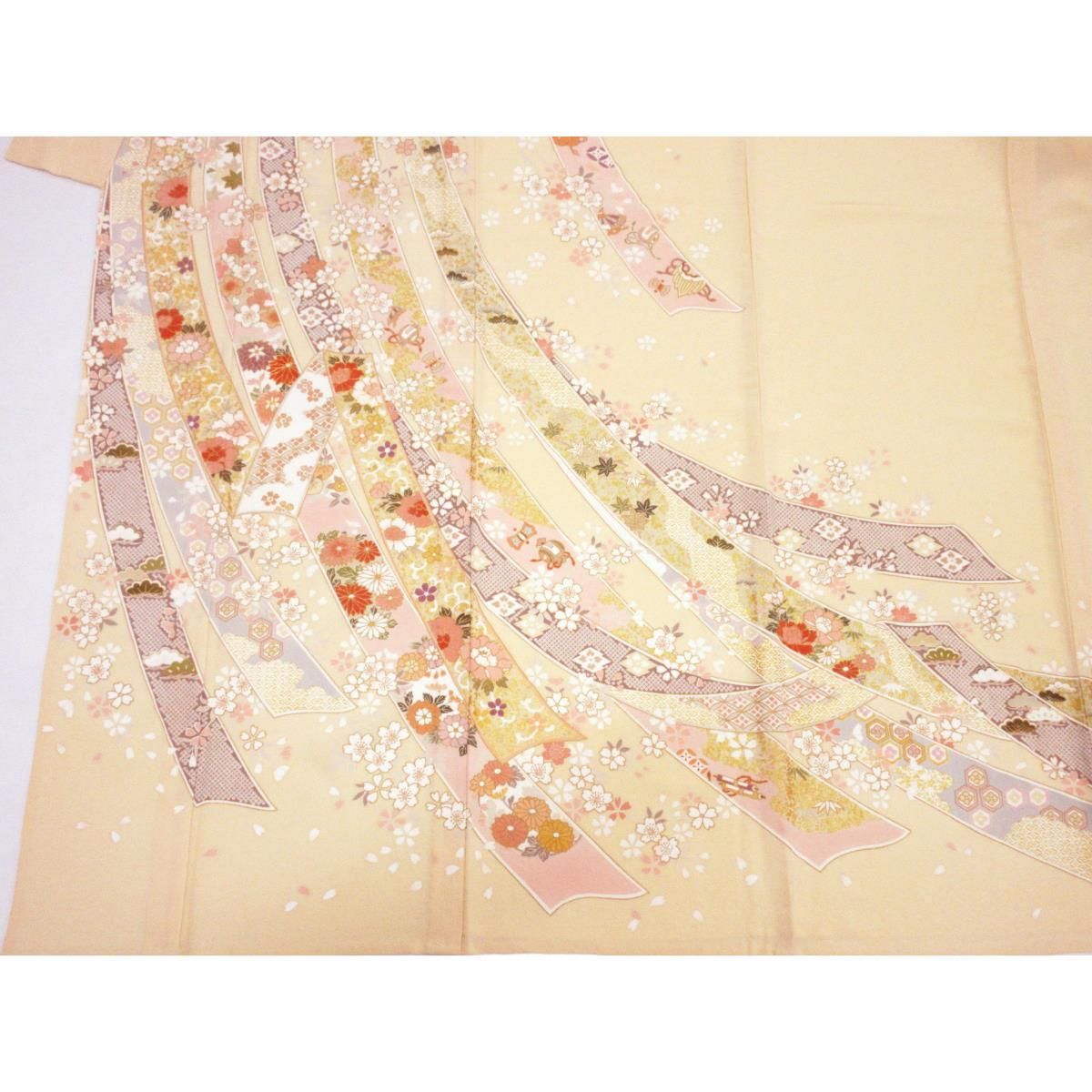 単衣 訪問着 友禅金彩加工 刺繍入り - メルカリ