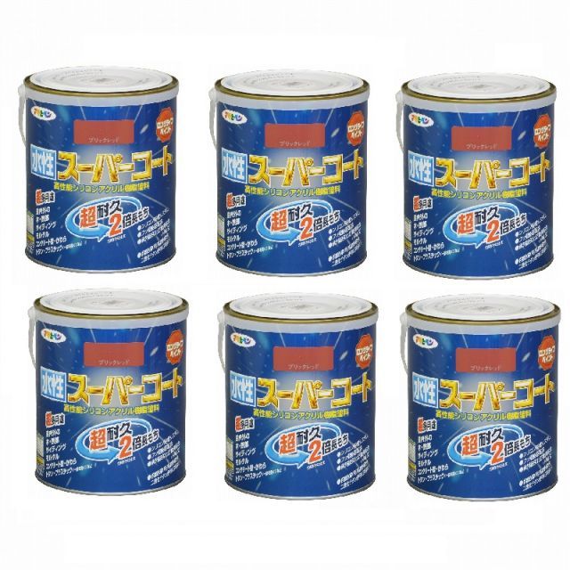 アサヒペン 水性スーパーコート １．６Ｌ ブリックレッド 6缶セット