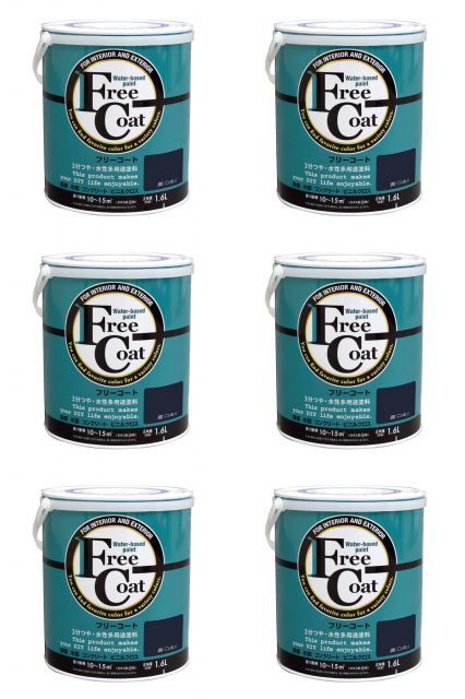 アトムハウスペイント 水性フリーコート 1 6 L 濃藍 6缶セット