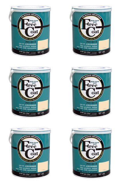 アトムハウスペイント 水性フリーコート 1.6 L アイボリー 6缶セット