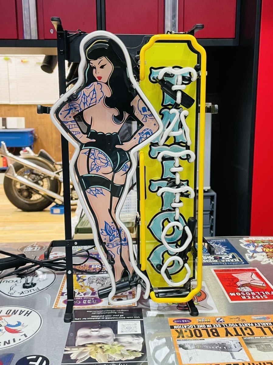 TATTOO ネオンサイン 看板 アメリカンタトゥー 雑貨 ホットロッド