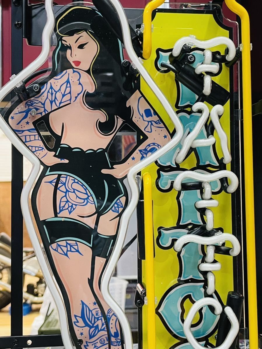 TATTOO ネオンサイン 看板 アメリカンタトゥー 雑貨 ホットロッド