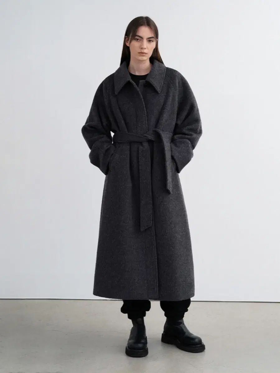 INSILENCE ウィメンズ ラグラン アルパカ ローブ コート ダークグレー