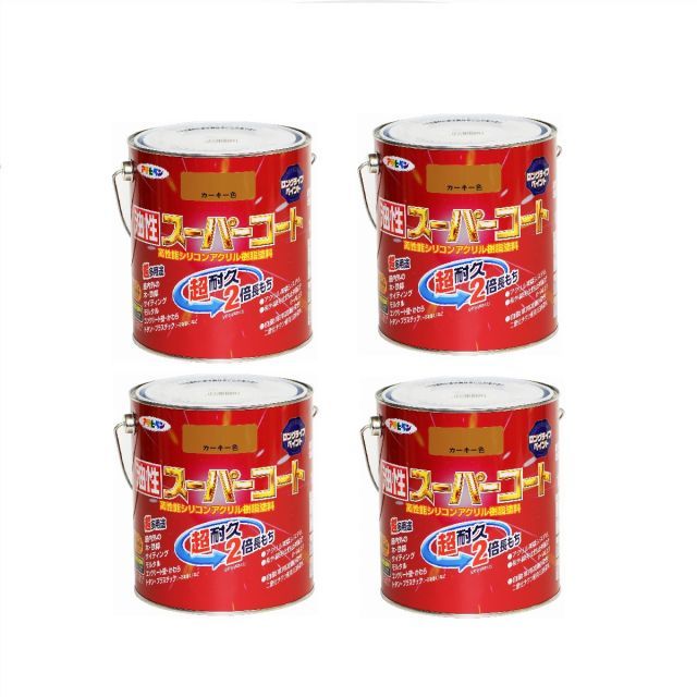アサヒペン 節約 油性スーパーコート 1．6L カーキー 4缶セット