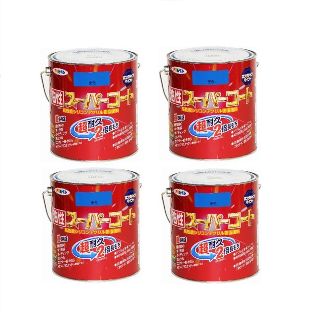 アサヒペン 油性スーパーコート １．６Ｌ 空色 4缶セット