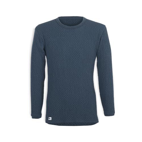 ひだまり 紳士用 長袖 丸首 シャツ チョモランマ サピウム 3重袖シリーズ ネービー e