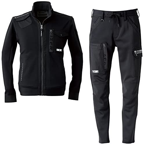 武蔵野ユニフォーム アイズフロンティア H B ストレッチワークジャケット カーゴパンツ 上下セット 透け防止 作業服 作業着 I Z ストラップ付 016 3950 3952 ス e