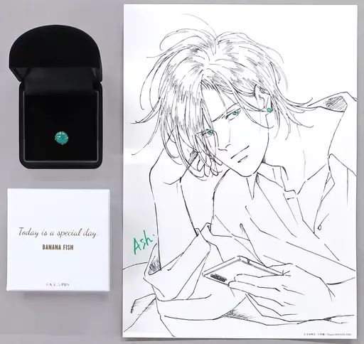銀製品 指輪 キャラクター アッシュ リンクス BIRTHDAY GIFT ピアス グリーンカルセドニー BANANA FISH ANIPLEX