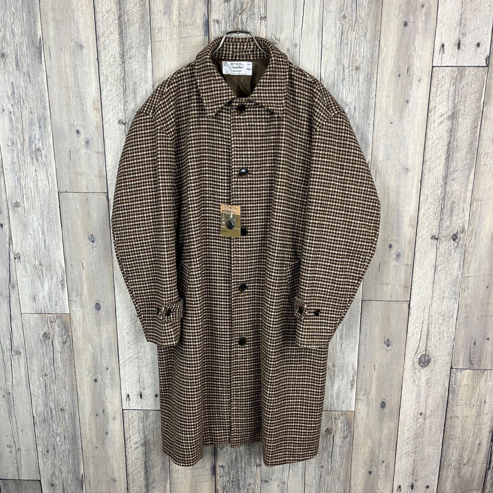 BACKERS PRODUCTION バッカーズ プロダクション 千鳥格子 チェック ロングコート ジャケット メンズ L サイズ