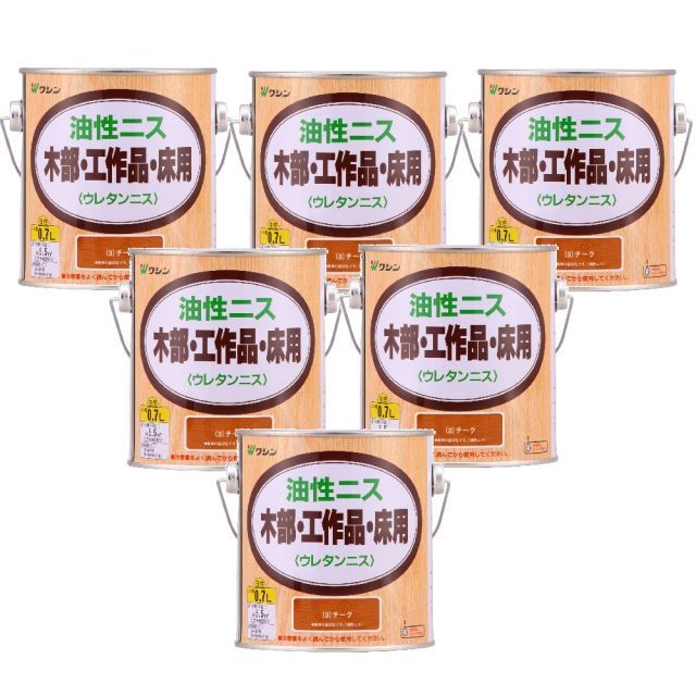 塗料・塗装 和信ペイント 油性ニス チーク 0.7L ６缶セット
