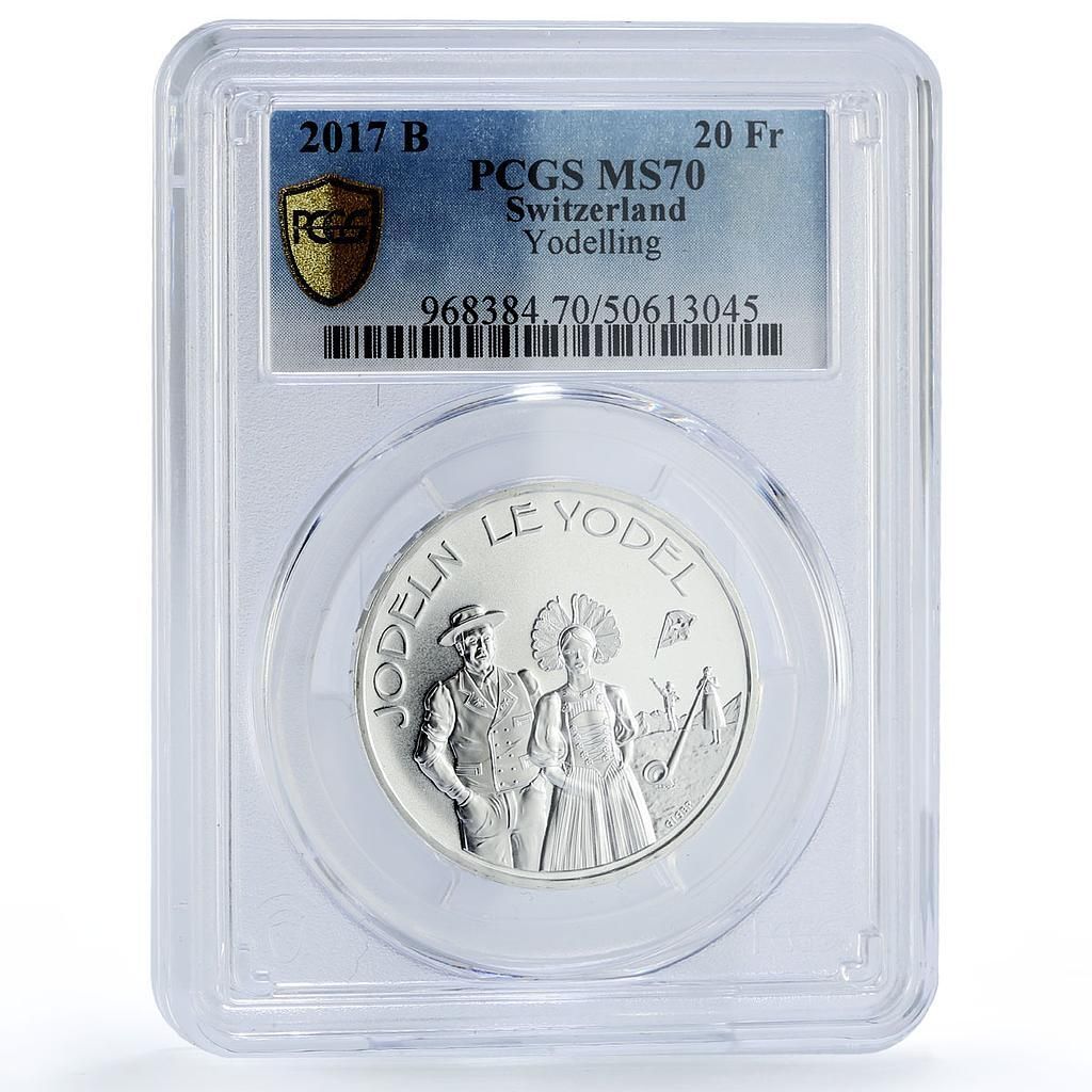 スイス 20フラン ヨーデル 喉歌マイク MS70 PCGS 銀貨 2017年 - メルカリ