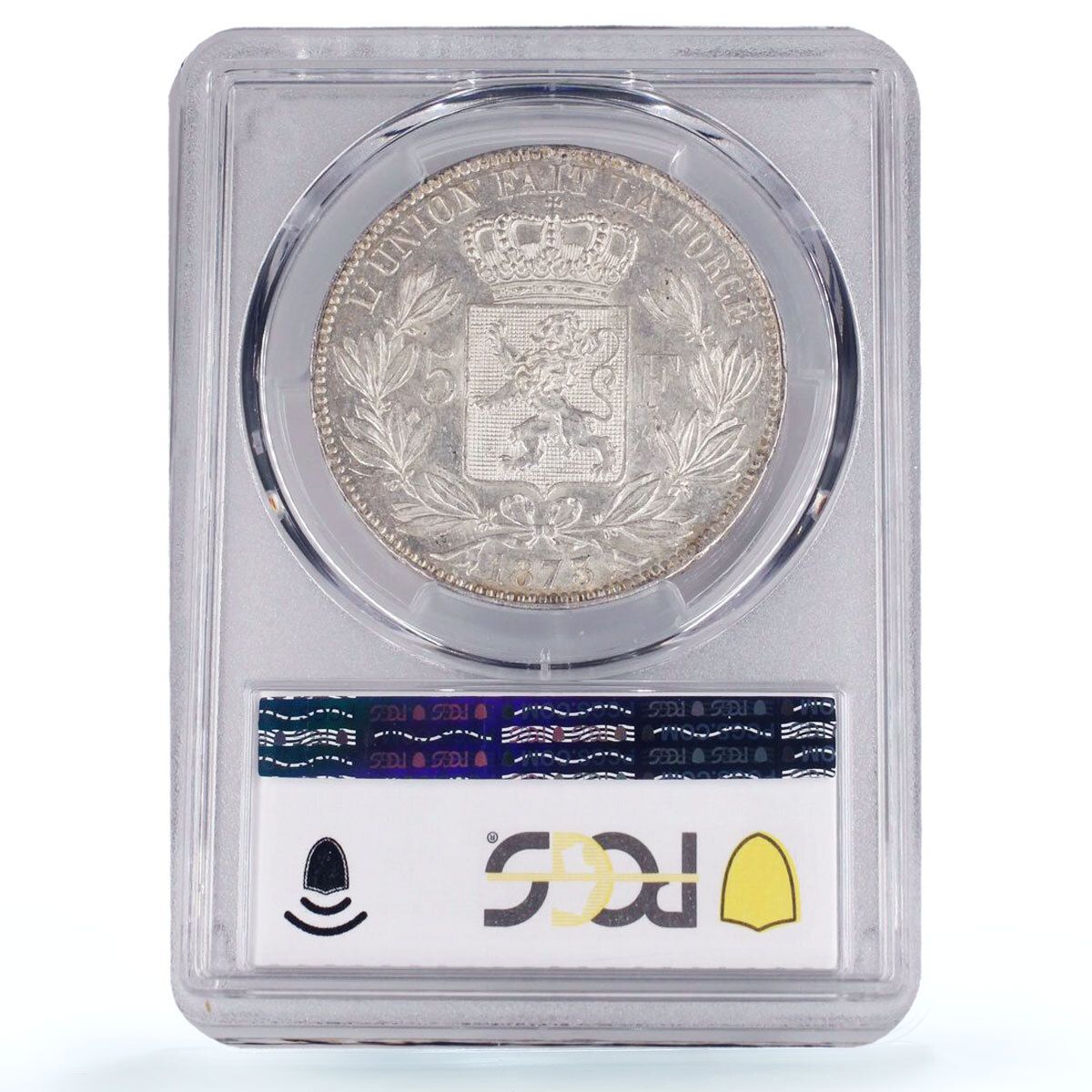 ベルギー 5フラン レオポルド2世 貨幣 ポジションA KM-24 MS61 PCGS