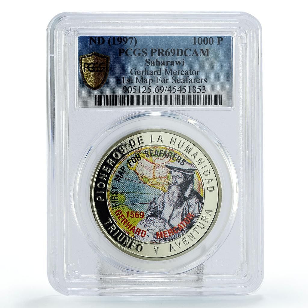 サハラウィ 1000 ペセタ 1 st MapSeafarers メルカトル PR 69 PCGS CuNi コイン 1997
