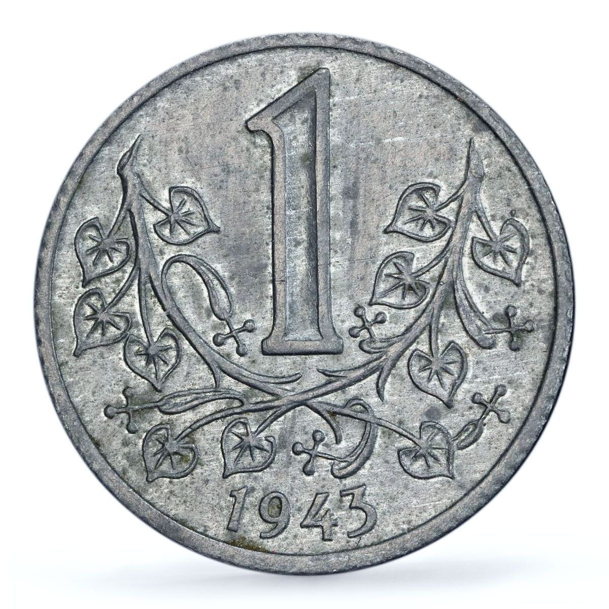 チェコ ボヘミア モーラ コルナ ドイツ占領期貨幣 KM 4 MS 63 PCGS コイン 1943