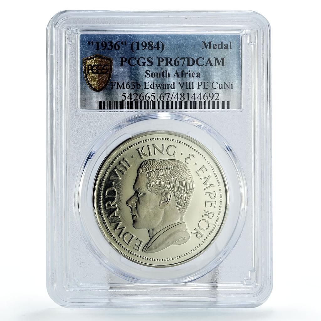 南アフリカ エドワード8世 王冠模様 PR 67 PCGS CuNi メダルコイン 1936-1984