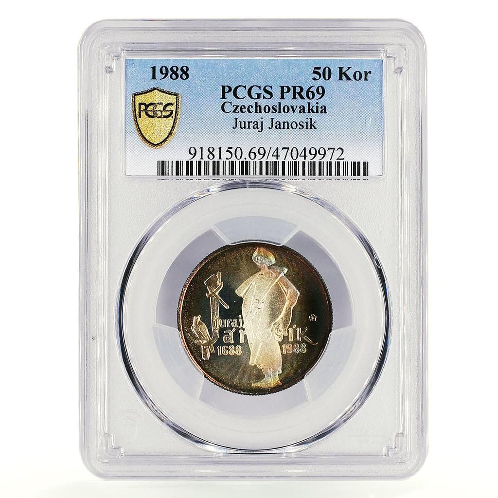 チェコスロバキア 50 コルン 300 年 強盗ジュラジ ヤノシク PR69 PCGS