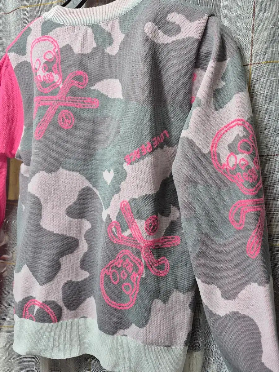 MARK & LONA マークアンドロナ カモフラ スカル ニット ピンク S