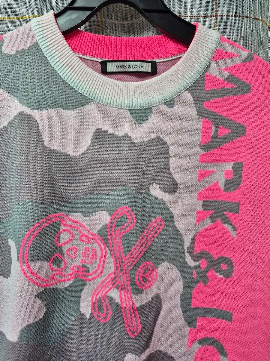 MARK & LONA マークアンドロナ カモフラ スカル ニット ピンク S
