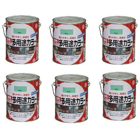 アサヒペン 油性多用途カラー １．６Ｌ 若草色 6缶セット
