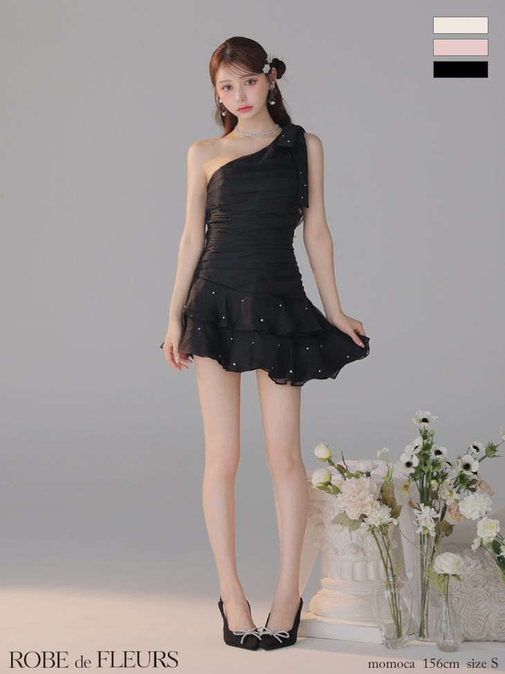 ブラック (fm4322) 【ROBE de FLEURS/ローブドフルール】サテン/ ワン