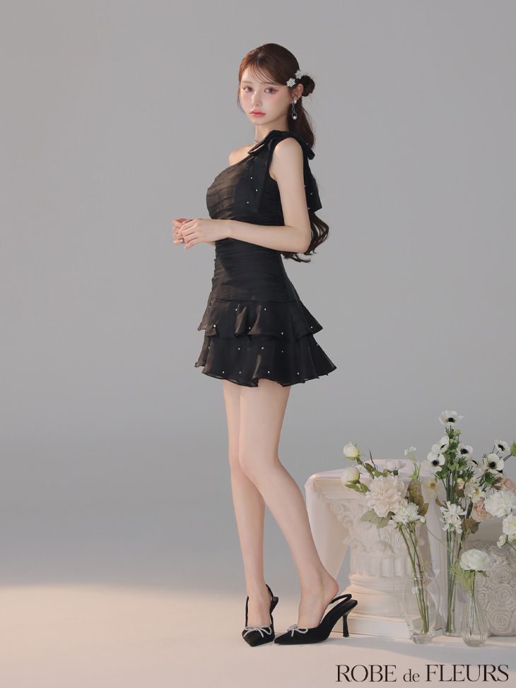 ブラック (fm4322) 【ROBE de FLEURS/ローブドフルール】サテン/ ワン