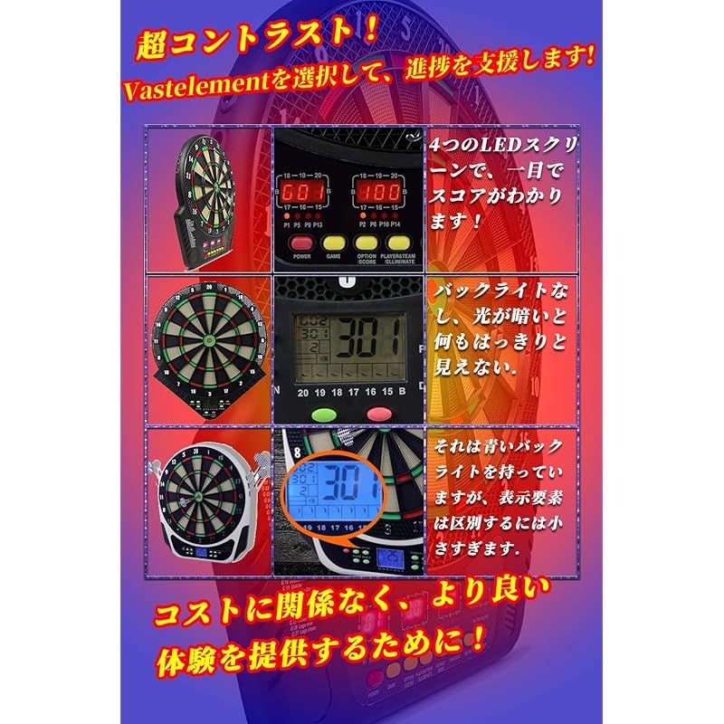 電子ダーツボード ソフトダーツ用 自動採点 LEDディスプレイ VastElement ダーツボード 電子 ソフトダーツ用 自動採点 4つのLED