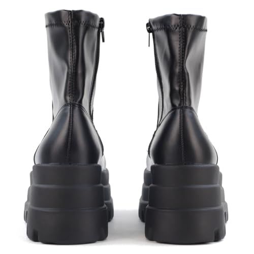 ラブハンター ブーツ ショートブーツ ストレッチブーツ 厚底 8 cmヒール スクエアトゥ プラットフォーム 1663 レディースe