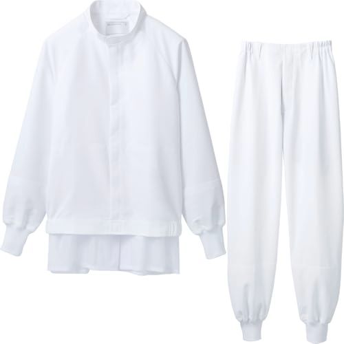 食品 工場 白衣 ジャンパー パンツ 上下セット 男女兼用 制電 薄手素材 白 RL 8701 set ホワイト Se