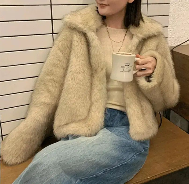 カフェモカ フェイクファー ジャケット