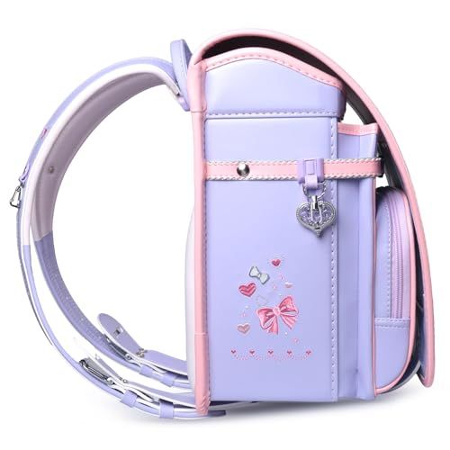  Coulomb クーロン ランドセル女の子小学生通学カバン 人工皮革パール生地 ワンタッチロック ハート＆蝶結び刺繍 売者6年保証 透明ランドセルカバー シューズ袋など特典進呈 X 112 ランドセル 保育園 幼稚園 スクール