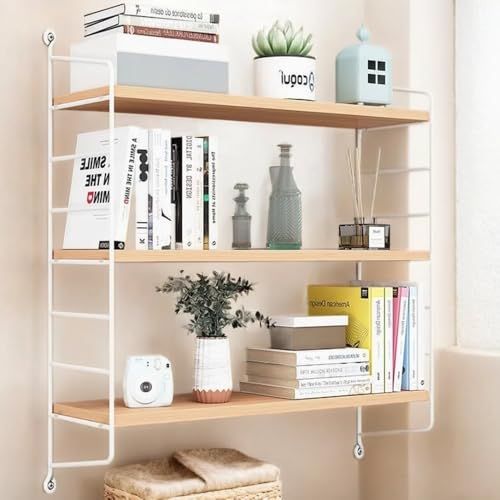 ウォールシェルフ 壁掛け棚 穴を開けない 飾り棚 3段 幅60 高さ調節 取り付け簡単 壁を傷つけない ウォールラック 収納 DIY 棚 おしゃれ 北欧 本棚 洗濯機 賃貸 石膏ボード 壁棚 オーク