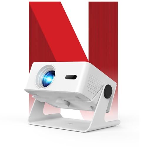 プロジェクター家庭用 小型 天井 静音 Netflix Prime Video YouTubeアプリ搭載 600 ANSI 4 K対応 自動台形補正 0.5 M短距離投影 Wi-Fi 6 Bluetooth 5.4スタンド一体型 軽量 ミニ スマホ パソコン P